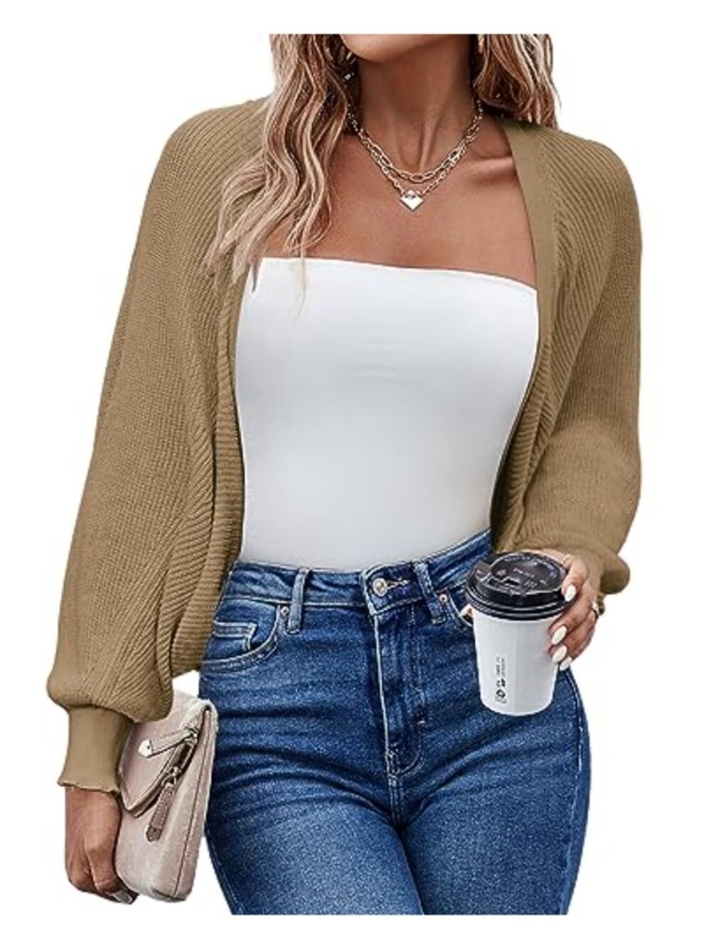 Women's Batwing Sleeve Knitted Cardigan Shrug Bolero Open Front Casual Elegant